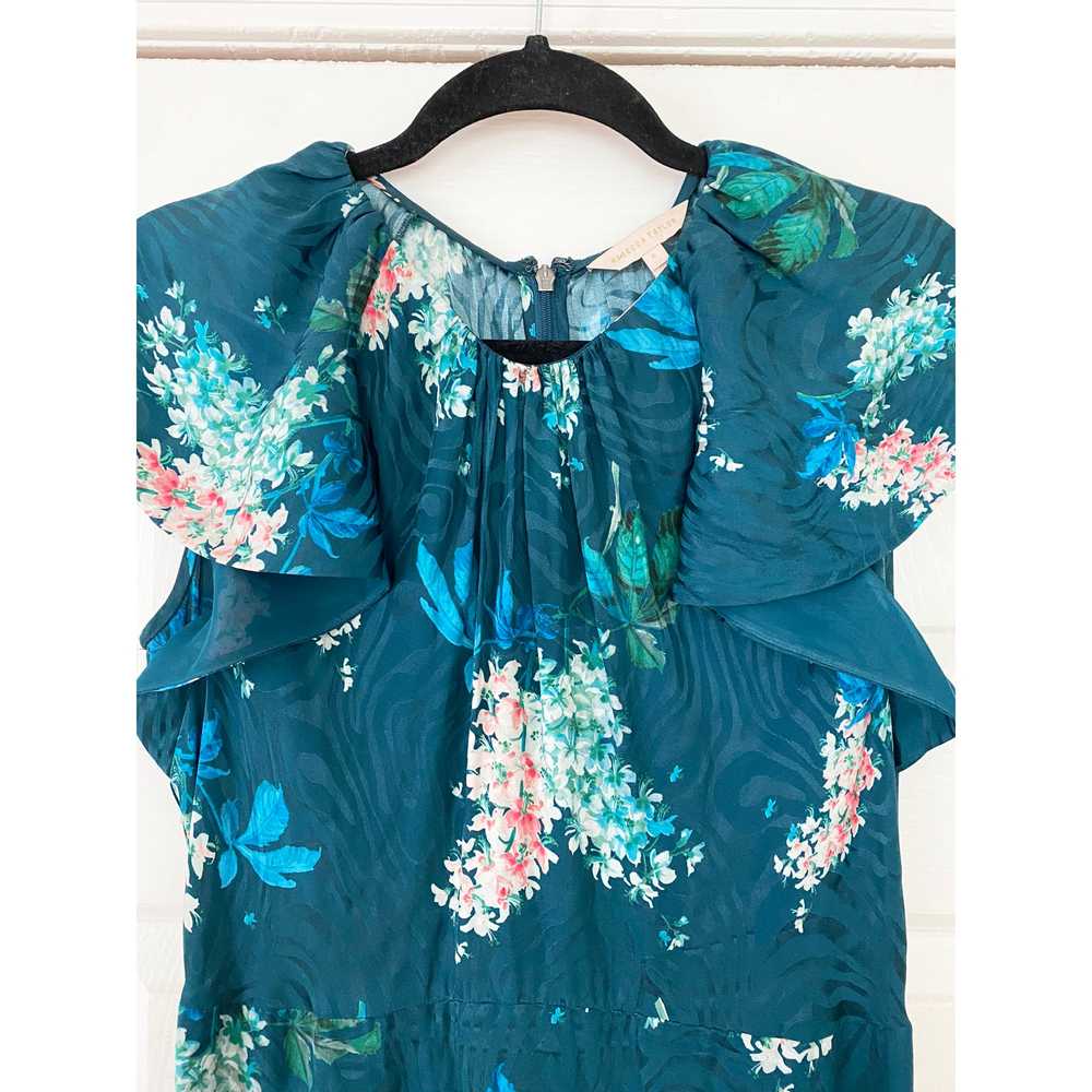 REBECCA TAYLOR TEAL HYDRANGEA SILK DRESS 6 - image 5