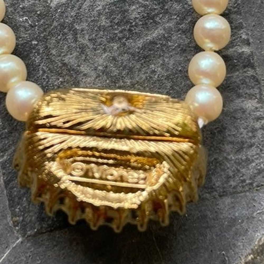 Vintage Monet 1980 14K gold Plated pearl /rhinest… - image 9