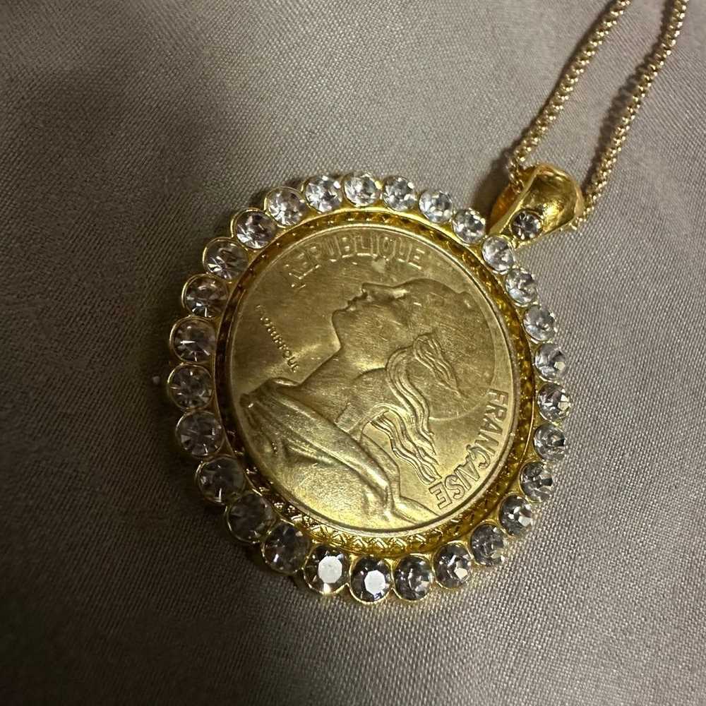 Authentic Vintage French Coin Necklace - image 2