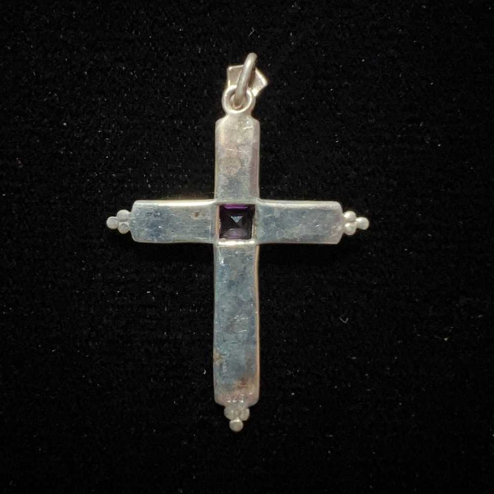 Sterling silver cross pendant with marcasite and … - image 2