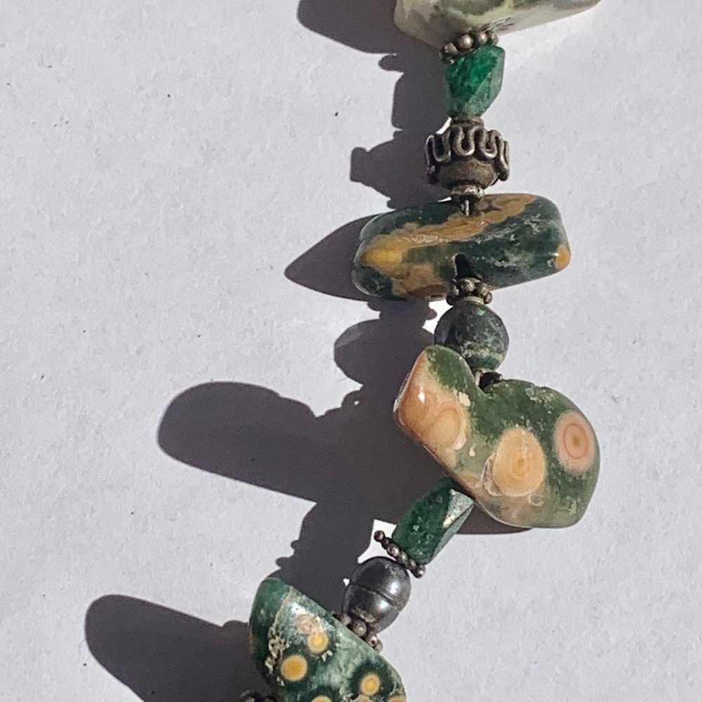 Vintage artisan green jasper choker necklace - image 3