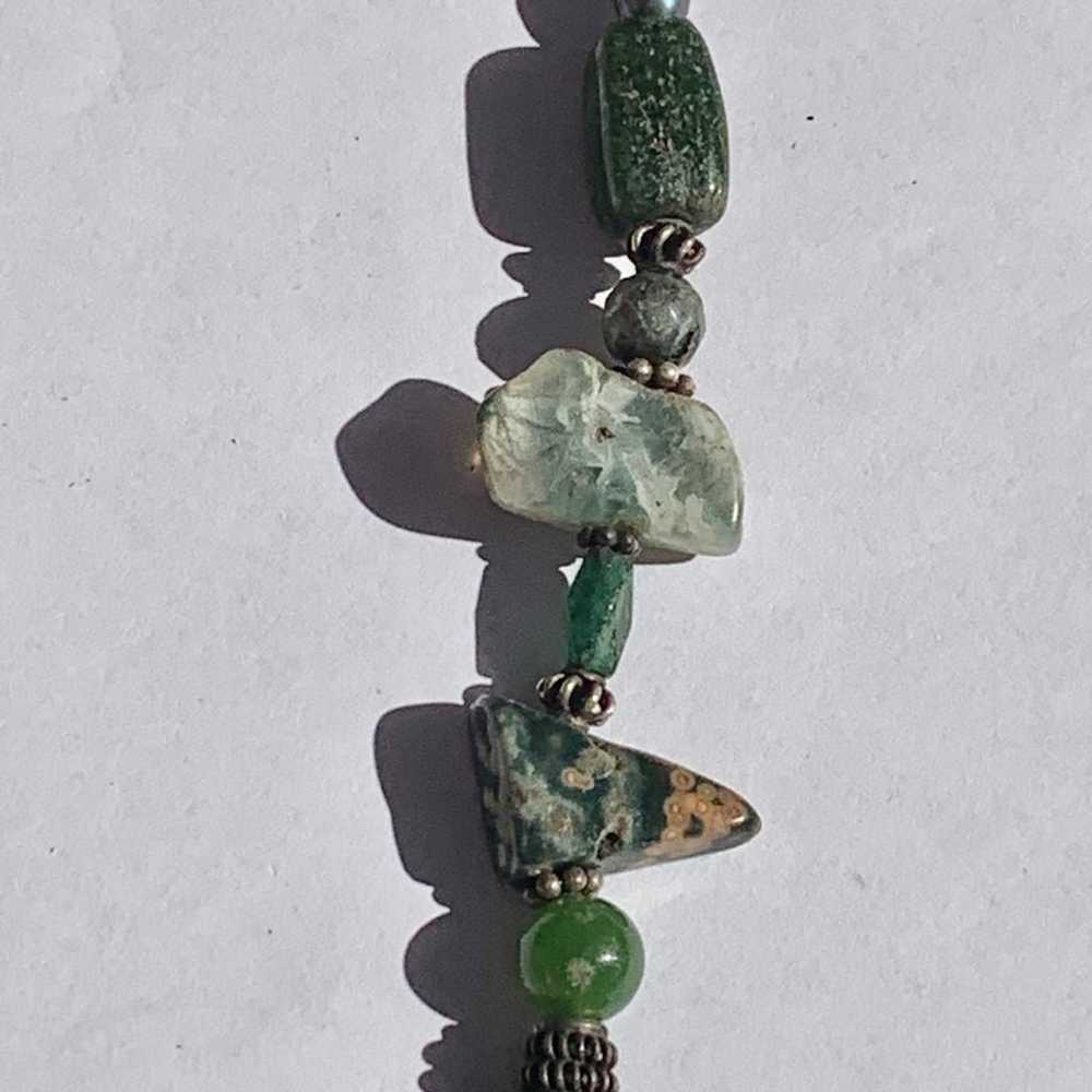 Vintage artisan green jasper choker necklace - image 4