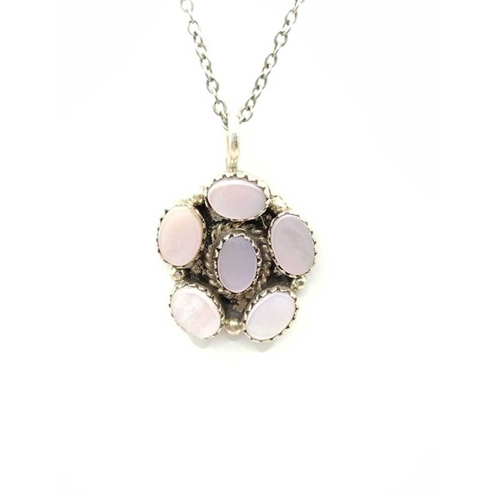 Sterling Silver Vintage Mother of Pearl Flower Pe… - image 3