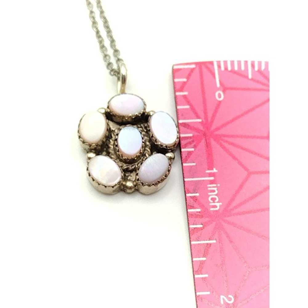 Sterling Silver Vintage Mother of Pearl Flower Pe… - image 9