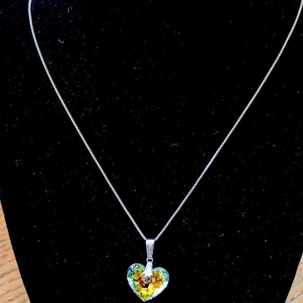 Sterling Silver Necklace Crystal Heart Pendant Pr… - image 3