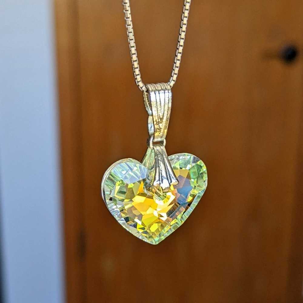 Sterling Silver Necklace Crystal Heart Pendant Pr… - image 6