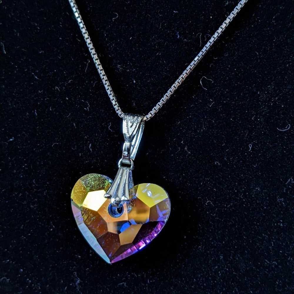 Sterling Silver Necklace Crystal Heart Pendant Pr… - image 7