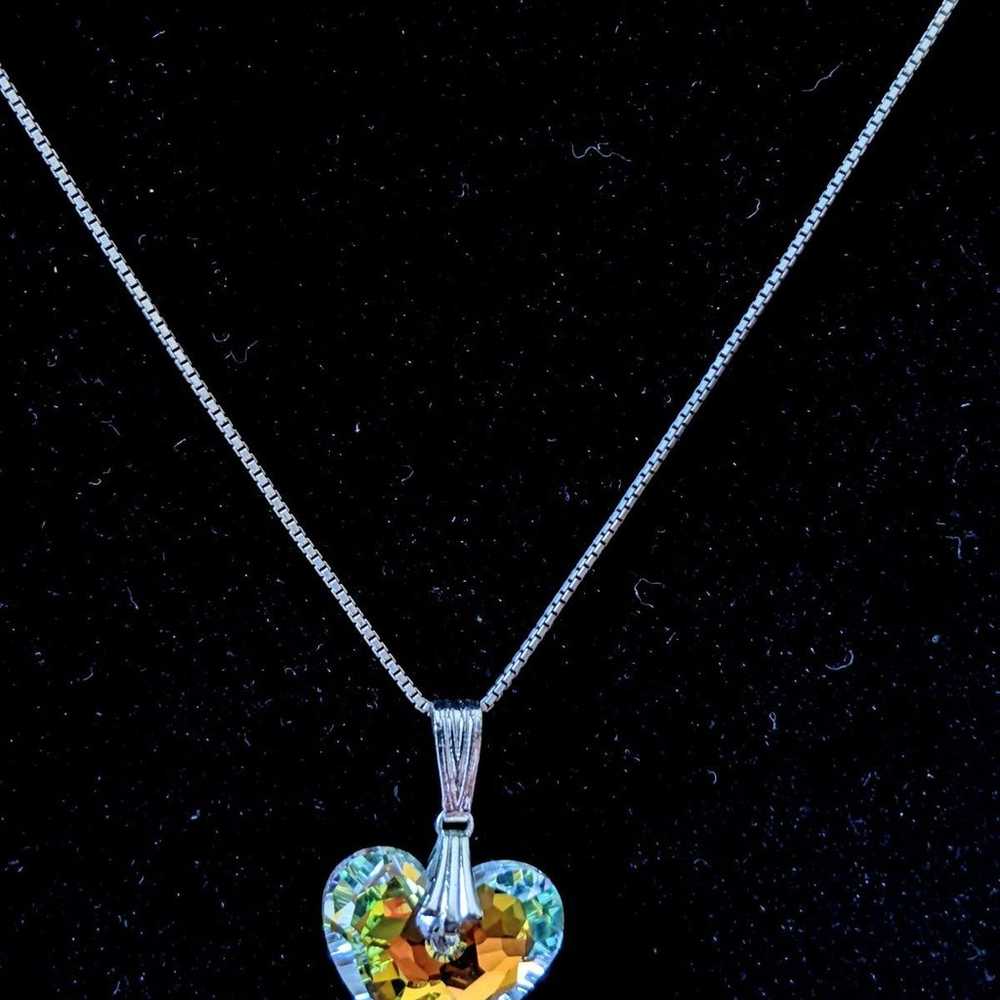 Sterling Silver Necklace Crystal Heart Pendant Pr… - image 8