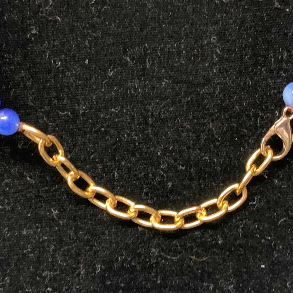 Vintage Lapis Lazuli Gemstone Necklace Gold Plate… - image 7