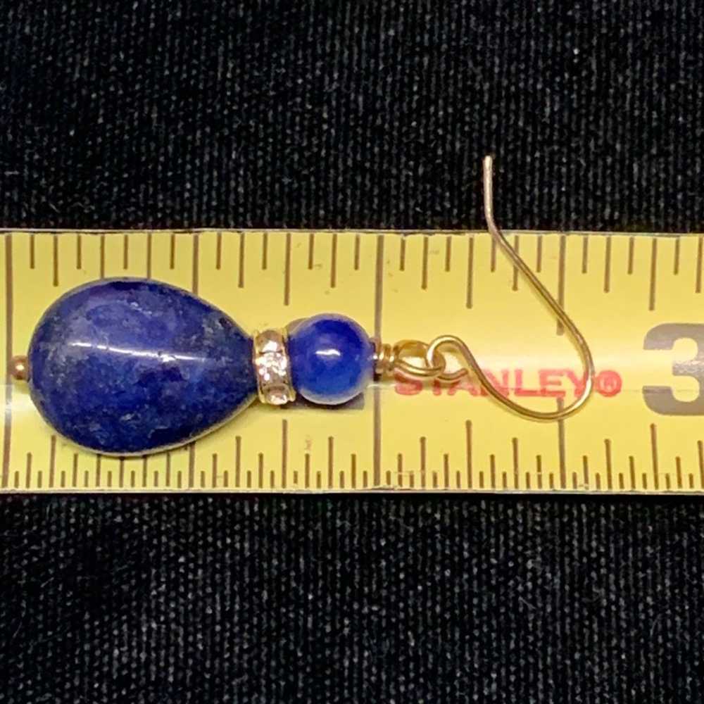 Vintage Lapis Lazuli Gemstone Necklace Gold Plate… - image 8