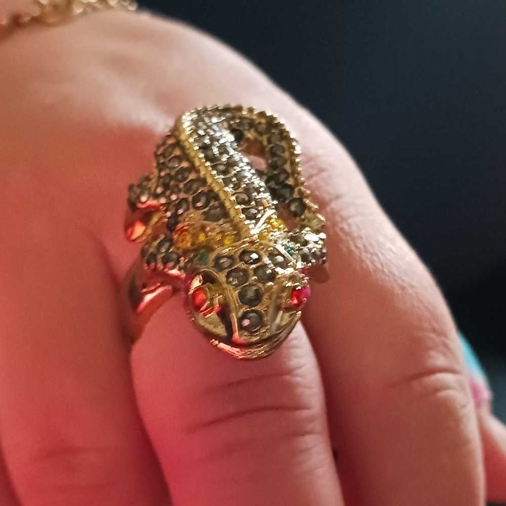 Vintage lizard adjustable ring - image 3