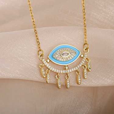 Vintage Turkish Evil Eye pendant necklace - image 1