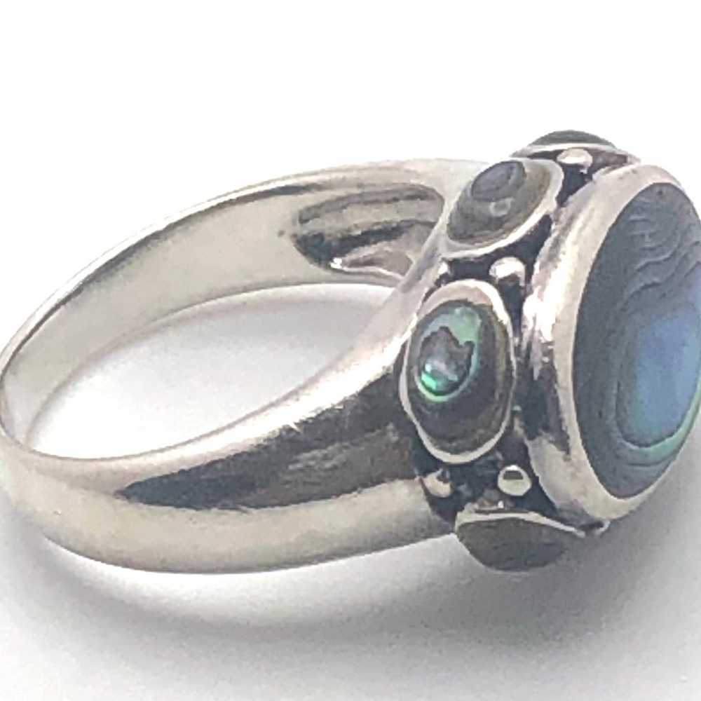 Vintage Sterling Silver Rainbow Abalone Ring - image 5