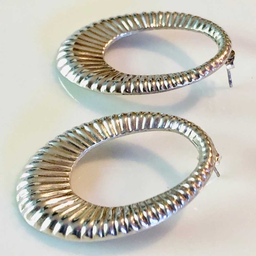 Vintage TAXCO Oval Sterling Silver Modernist Earr… - image 4