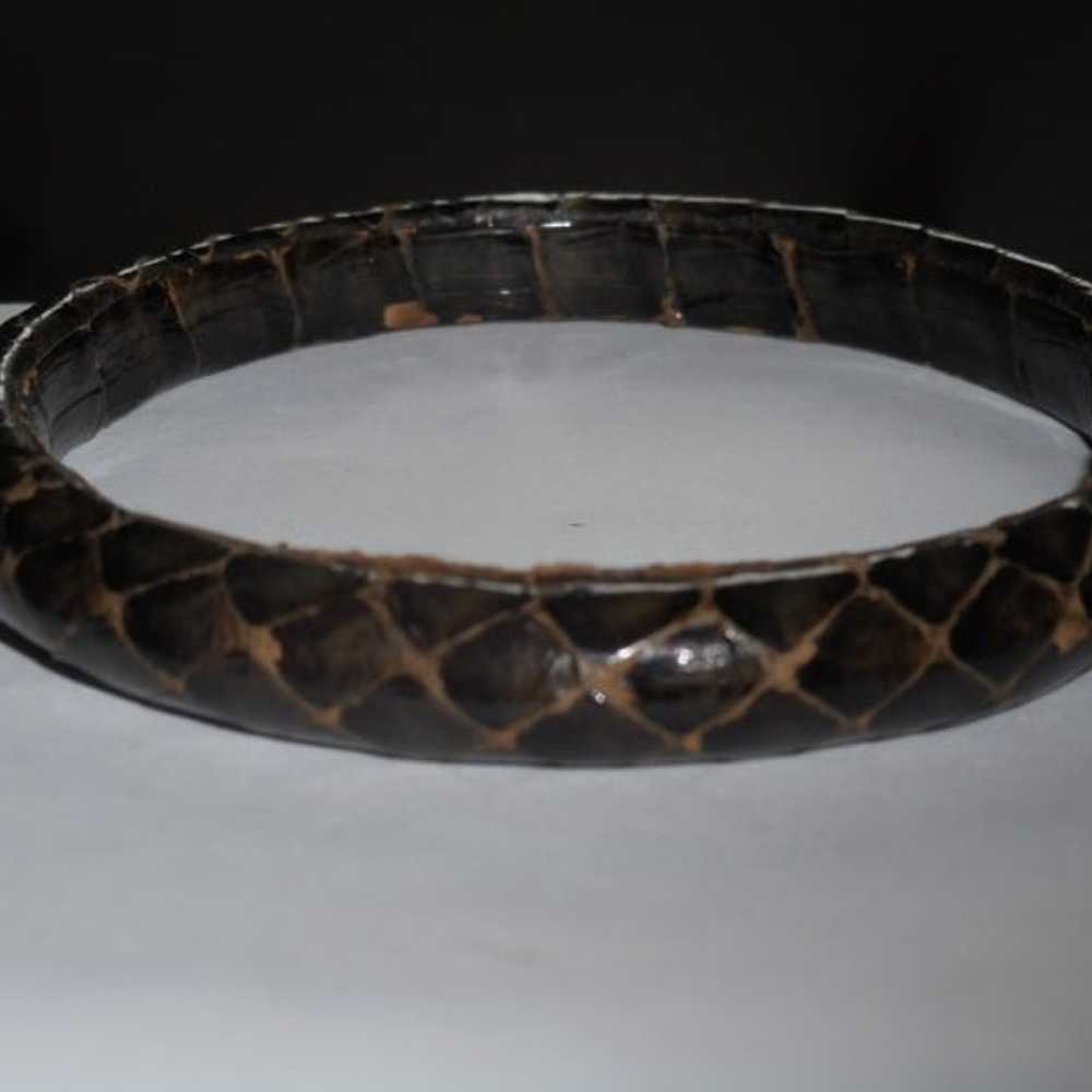 Genuine Brown Leather Snakeskin Bangle Bracelet N… - image 11