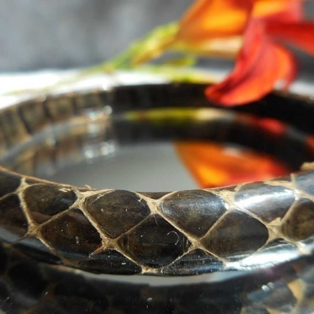 Genuine Brown Leather Snakeskin Bangle Bracelet N… - image 5