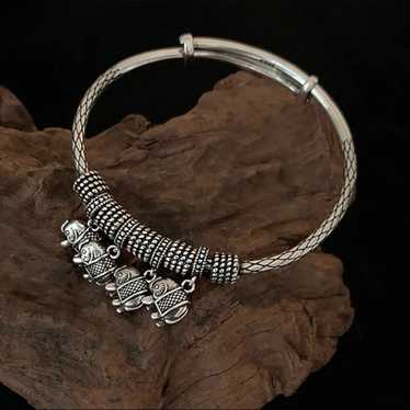 S925 Elephant charm bangle