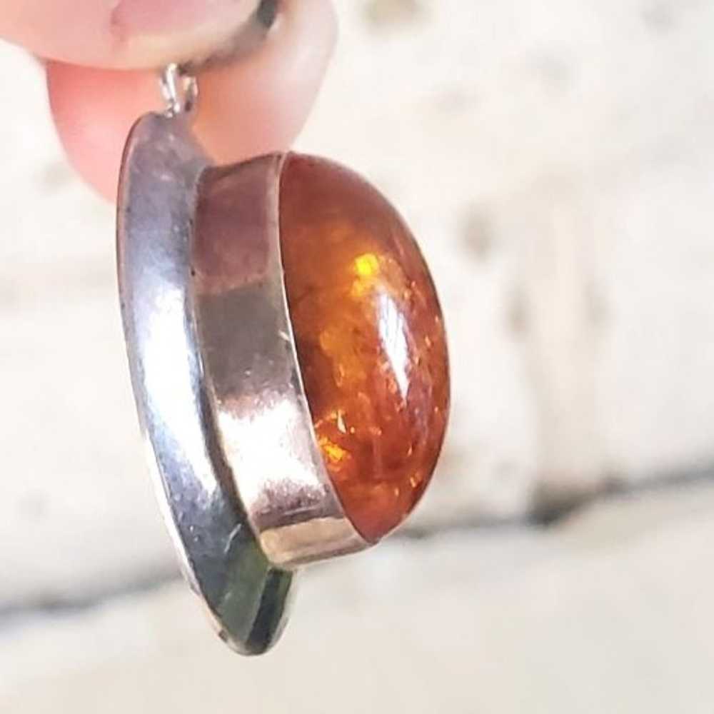 Amber Sterling 925 Silver Oval Pendant Golden Hon… - image 3