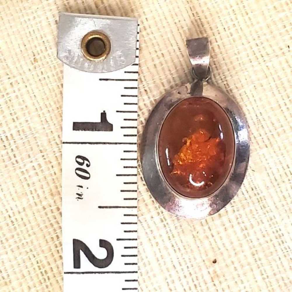 Amber Sterling 925 Silver Oval Pendant Golden Hon… - image 6