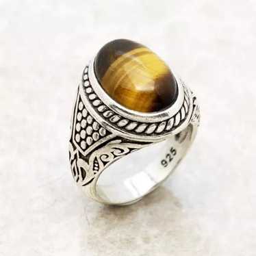 S925 antique design Tigers eye ring