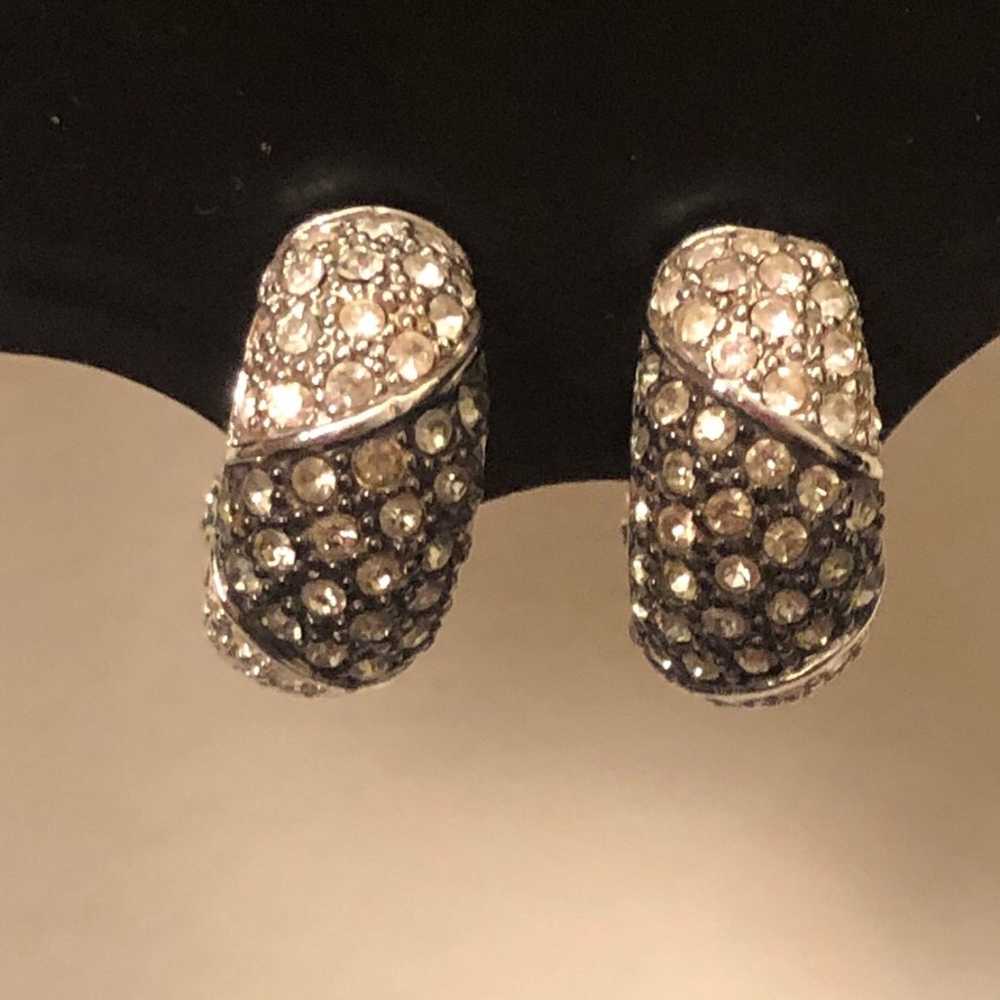 Vintage Art Deco Style Rhinestone Dome Earrings C… - image 5