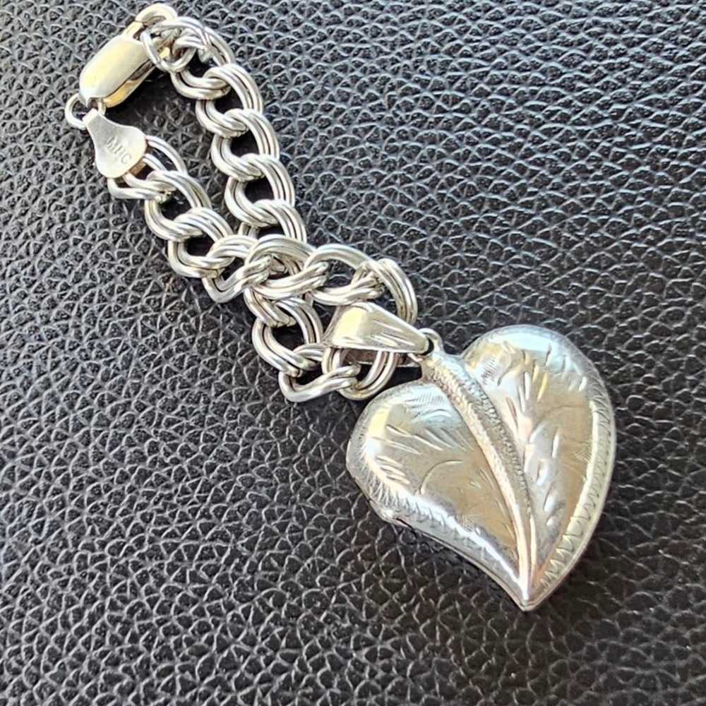 VINTAGE STERLING SILVER HEART LOCKET - image 1