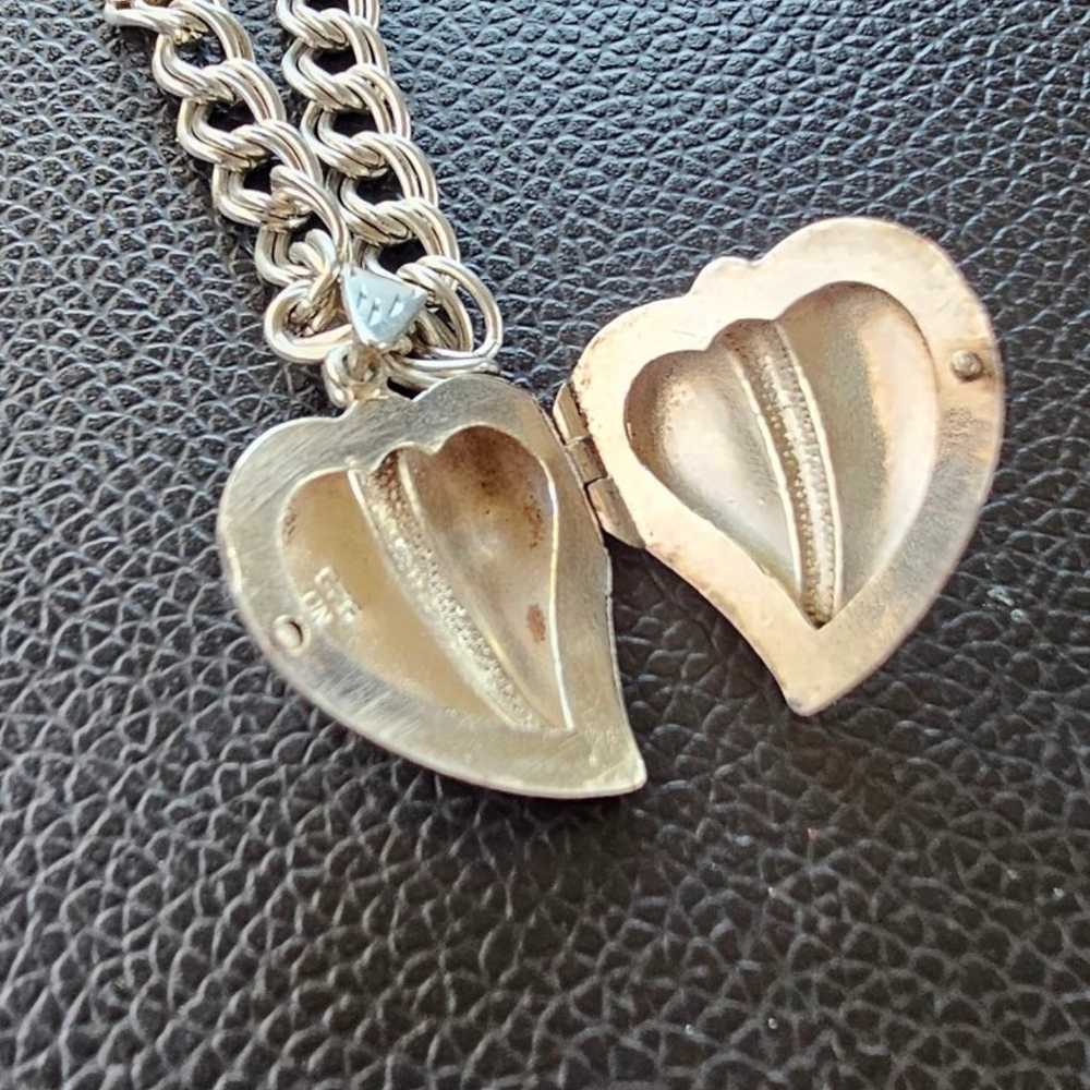 VINTAGE STERLING SILVER HEART LOCKET - image 2