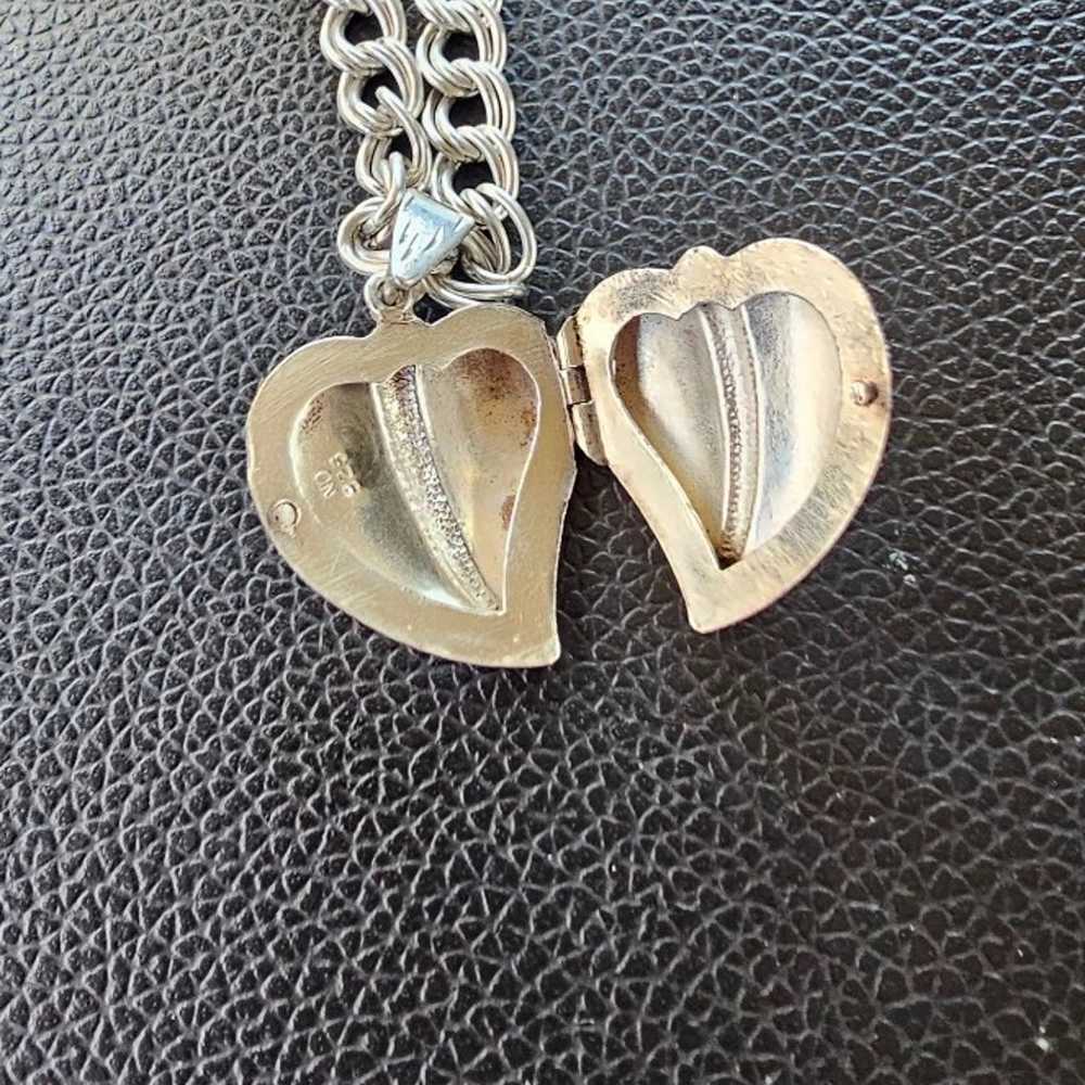 VINTAGE STERLING SILVER HEART LOCKET - image 3