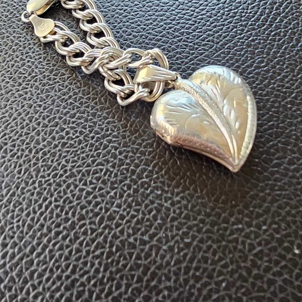 VINTAGE STERLING SILVER HEART LOCKET - image 4