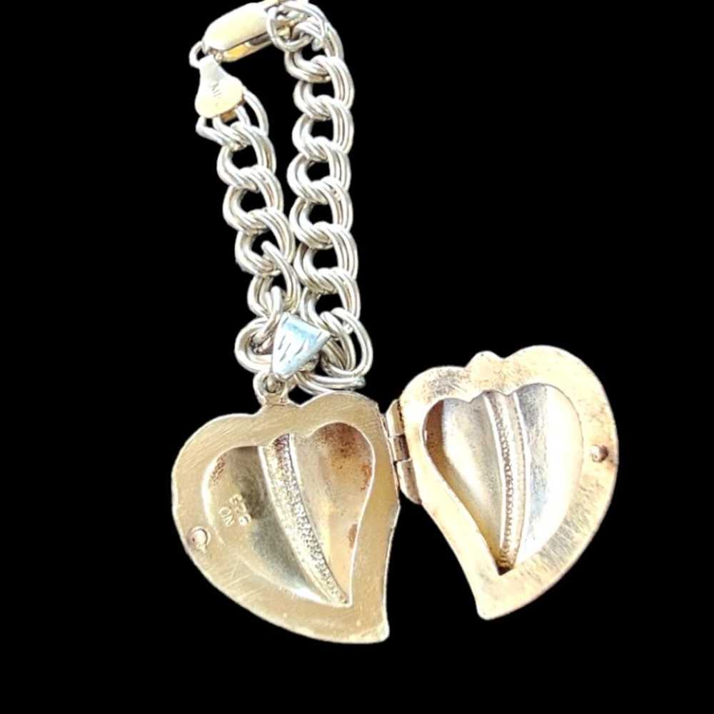 VINTAGE STERLING SILVER HEART LOCKET - image 5