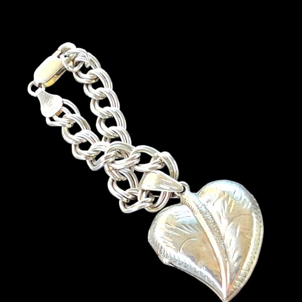 VINTAGE STERLING SILVER HEART LOCKET - image 6