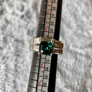 Vintage Style Swarovski Emerald Crystal Ring and … - image 1