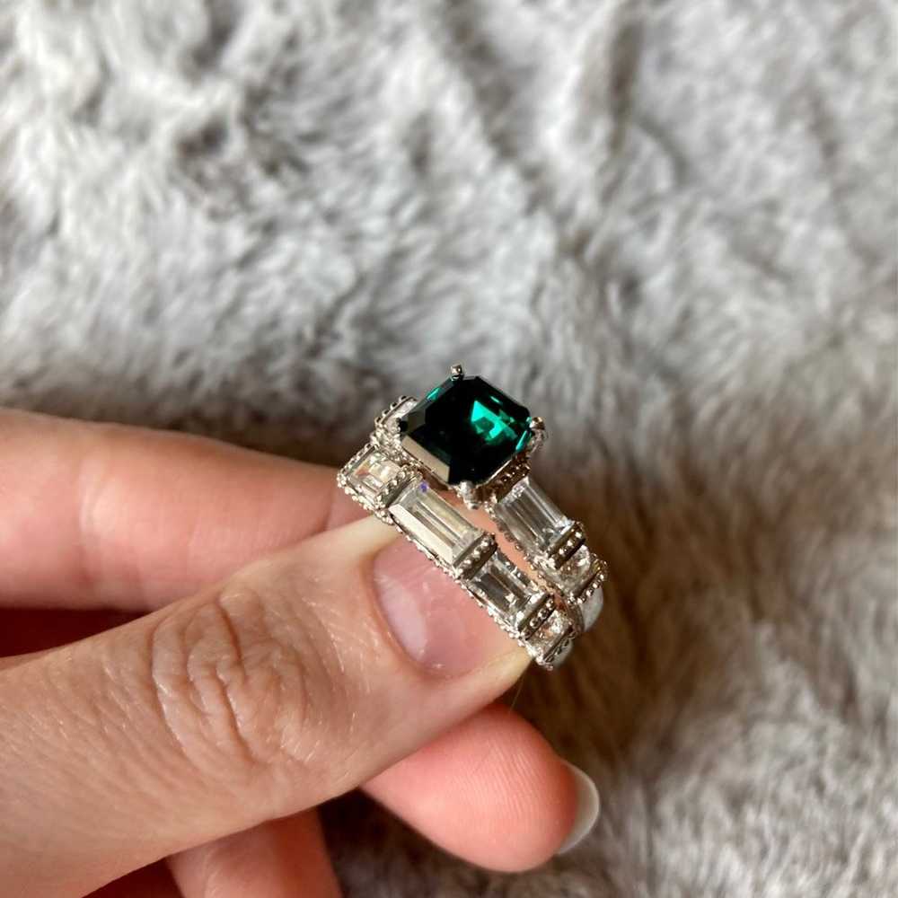 Vintage Style Swarovski Emerald Crystal Ring and … - image 7