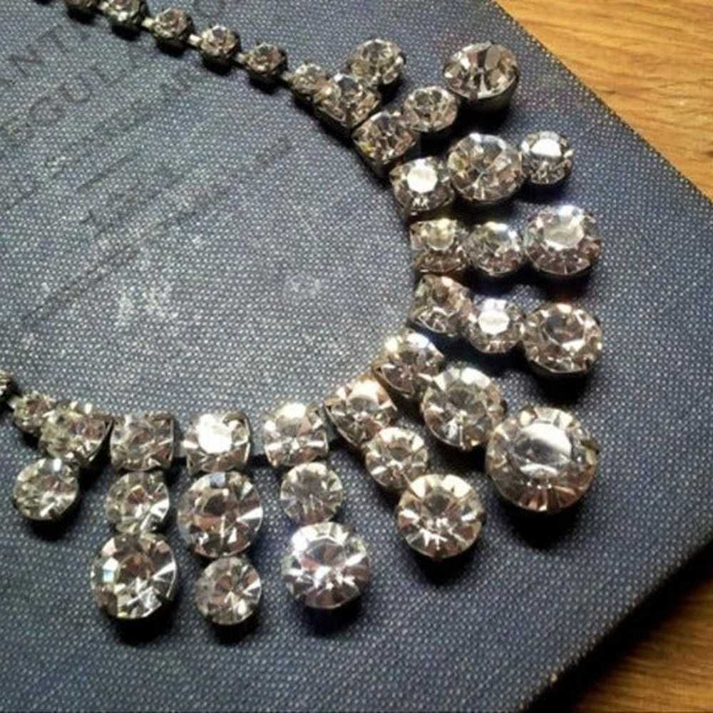 Crystal Art Deco Rhinestone Statement Necklace - image 1