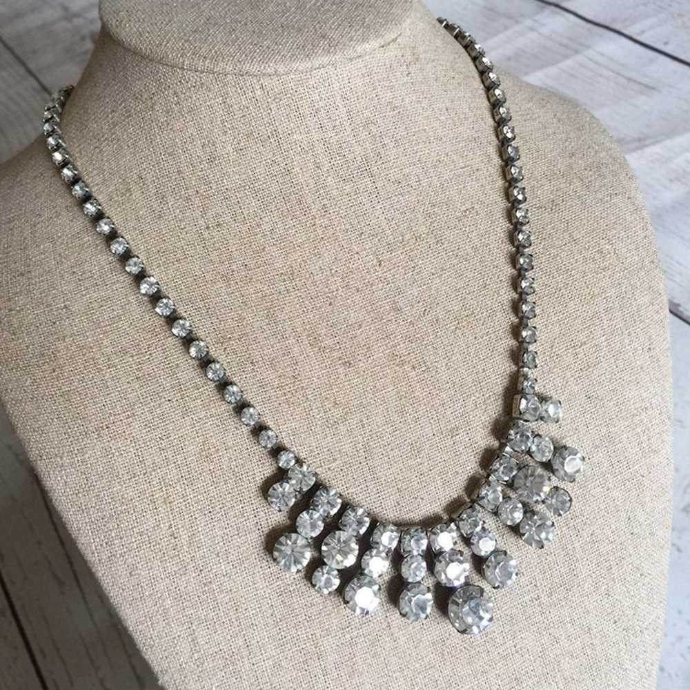 Crystal Art Deco Rhinestone Statement Necklace - image 2