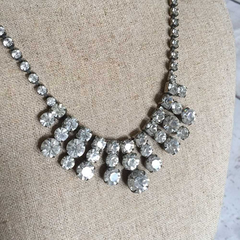 Crystal Art Deco Rhinestone Statement Necklace - image 3