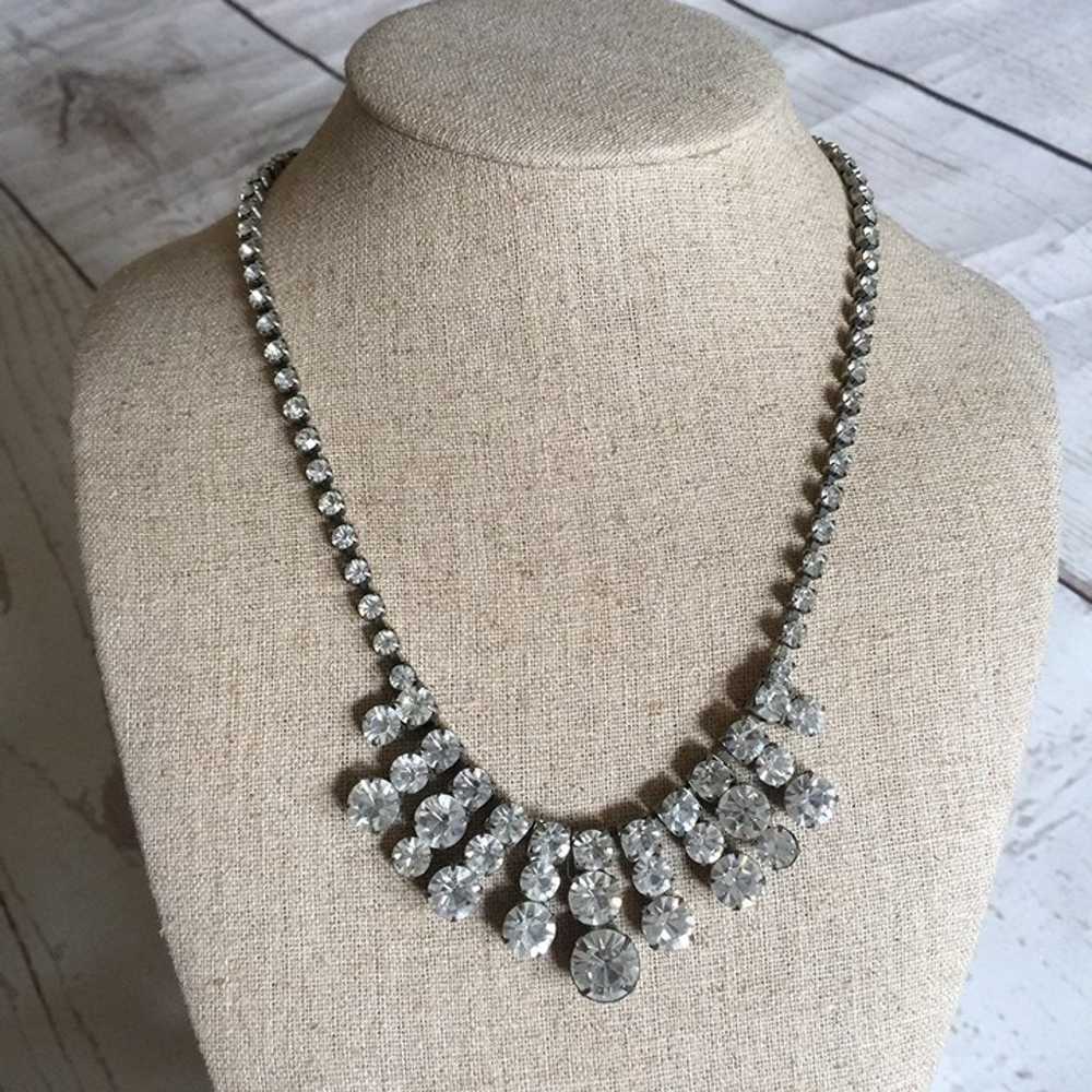 Crystal Art Deco Rhinestone Statement Necklace - image 4