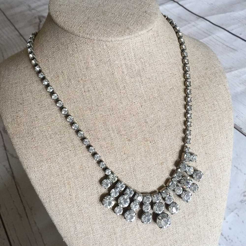 Crystal Art Deco Rhinestone Statement Necklace - image 8