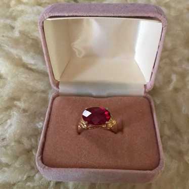 Vintage Gold And Red Stone Ring - image 1