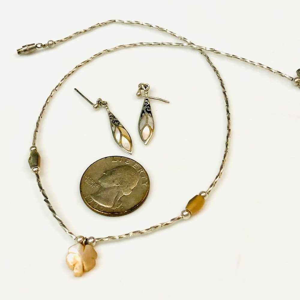 Bundle of MOP Sterling Silver Necklace & Earrings - image 3