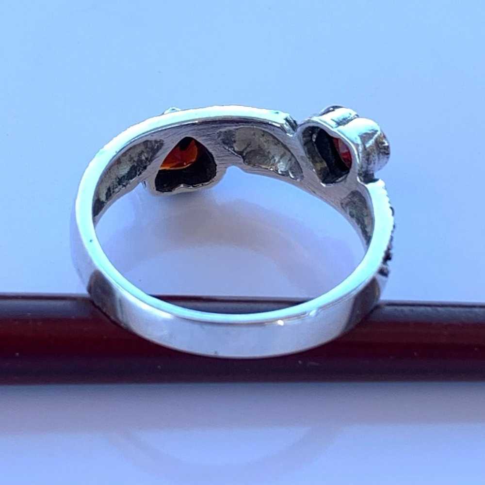 Garnet, Marcasite and Silver Ring ~ Size 6 - image 6