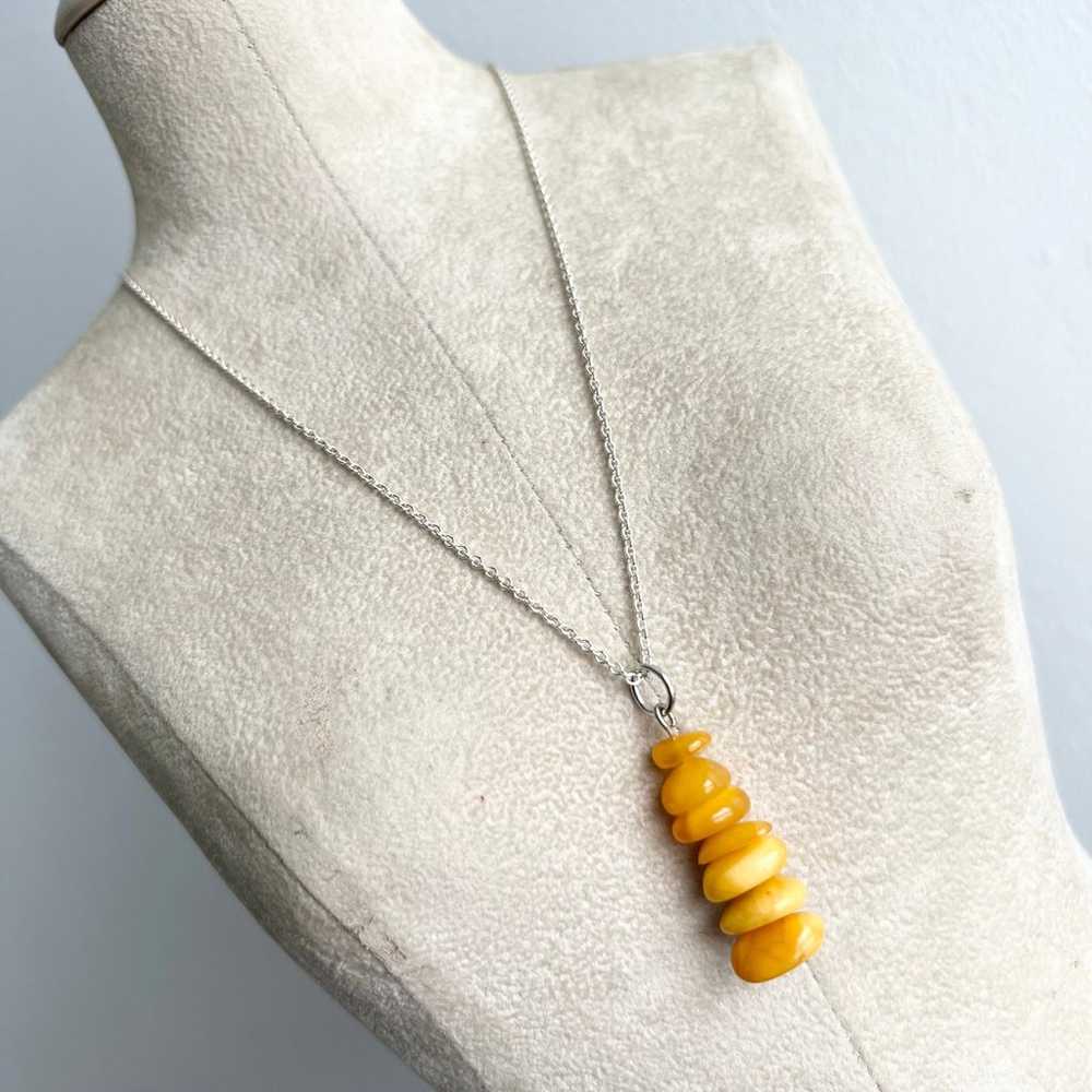 Vintage Sterling Silver Amber Necklace - image 2