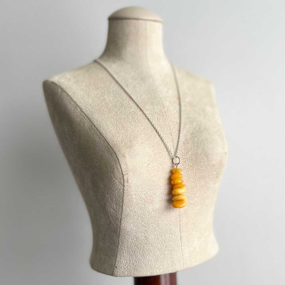 Vintage Sterling Silver Amber Necklace - image 3