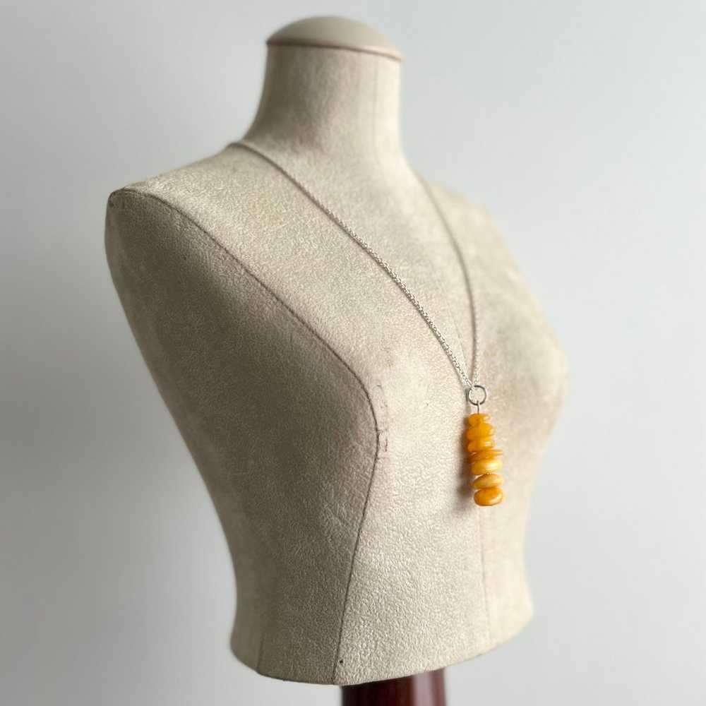 Vintage Sterling Silver Amber Necklace - image 4