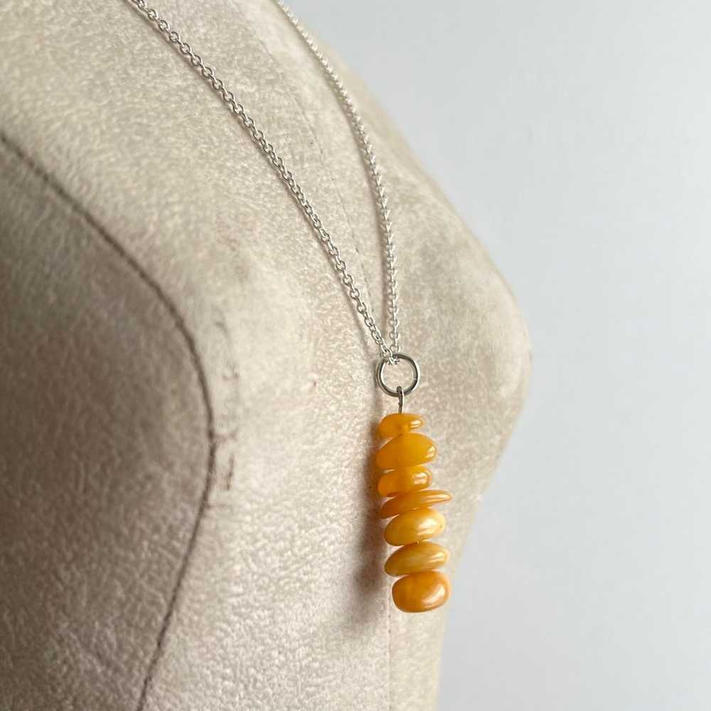 Vintage Sterling Silver Amber Necklace - image 5