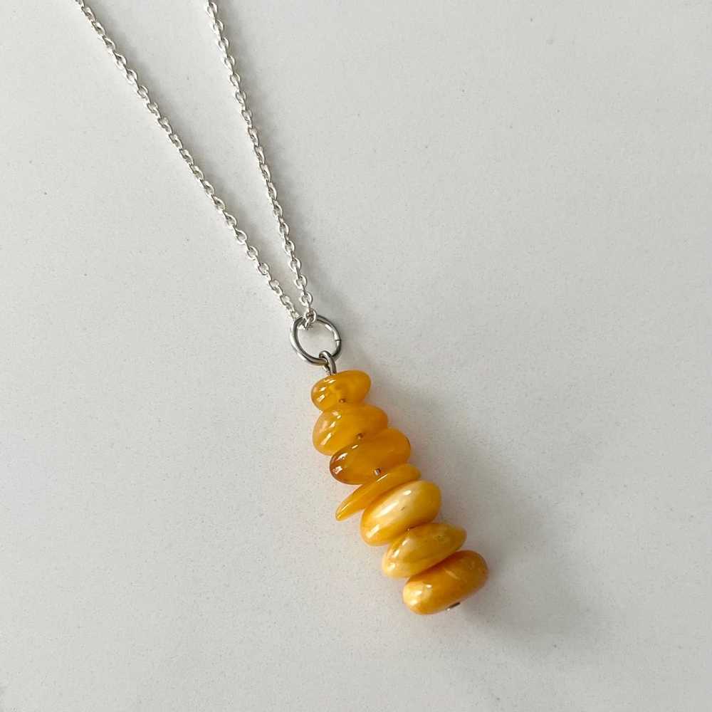 Vintage Sterling Silver Amber Necklace - image 7