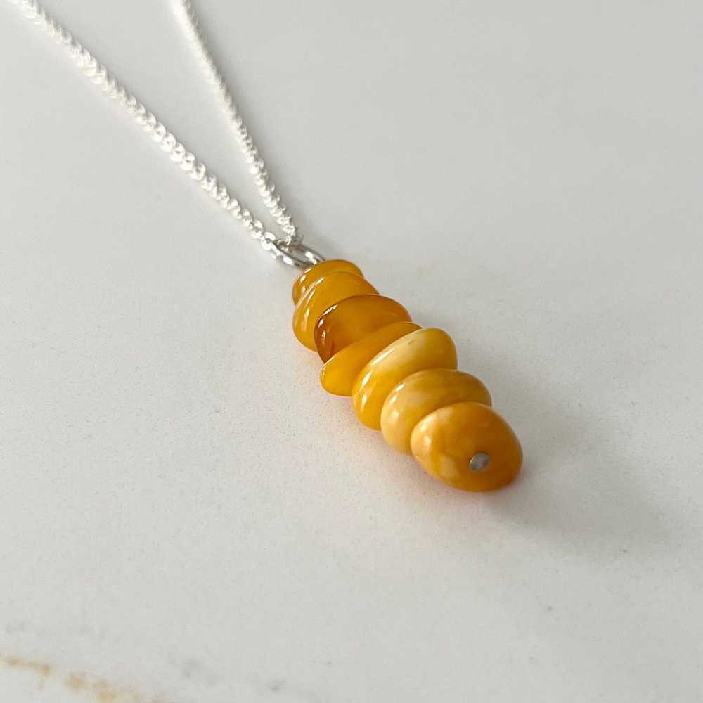 Vintage Sterling Silver Amber Necklace - image 8