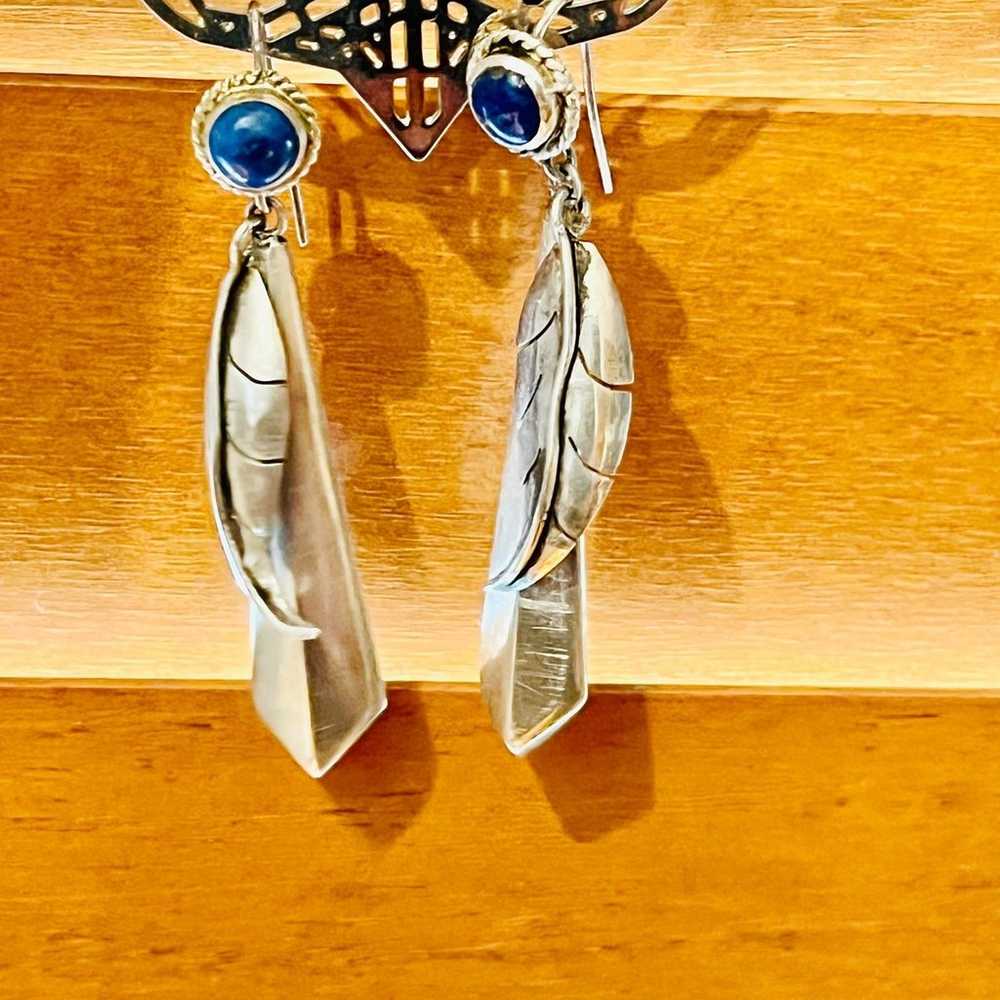 Sterling silver pendant and feather drop earrings… - image 3