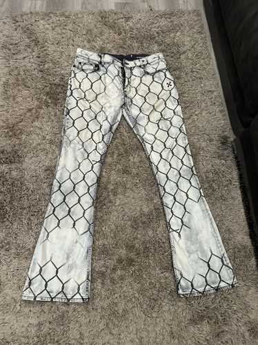 Off-White Off-White Fence Print Denim Pants (skinn