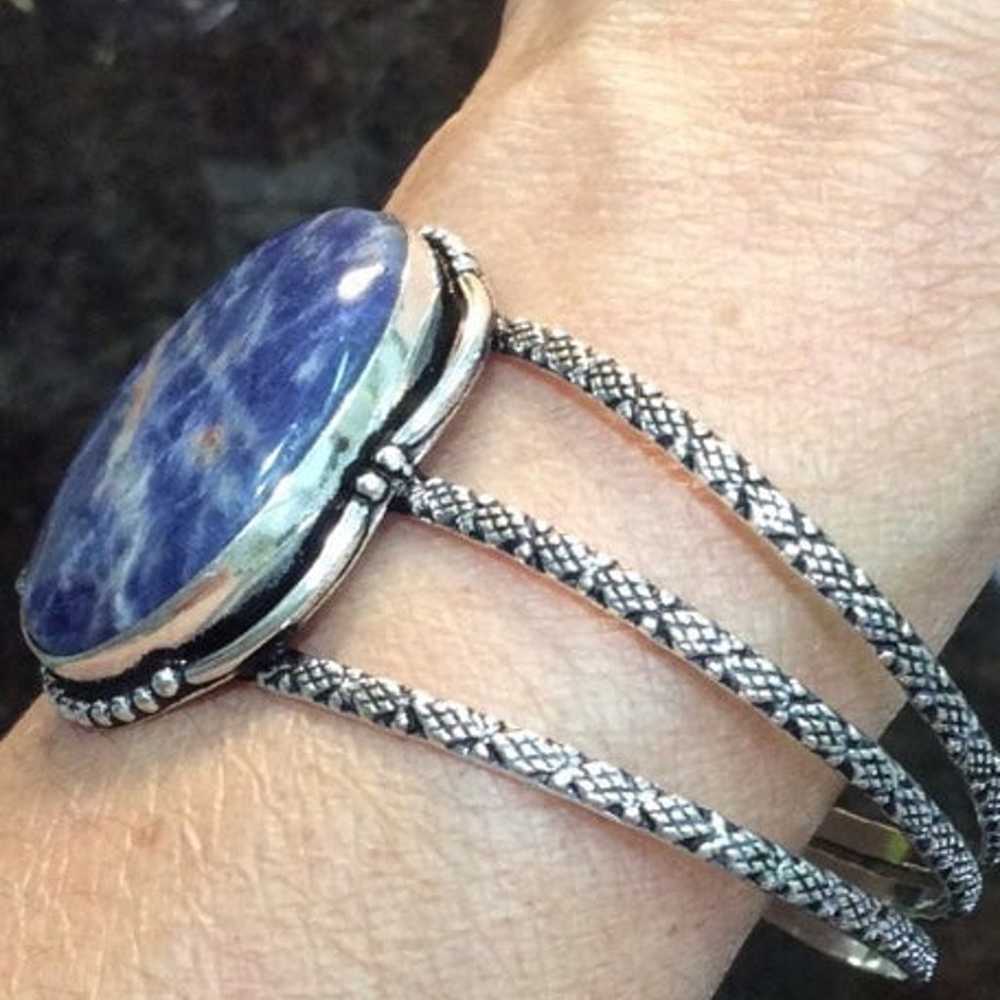 Genuine Large Oval sodalite Gemstone Sterling sil… - image 4